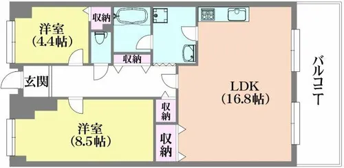 グランドパレス君影【6階】の間取り