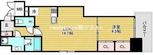 SUNREGIS NAMBA【6階】の間取り