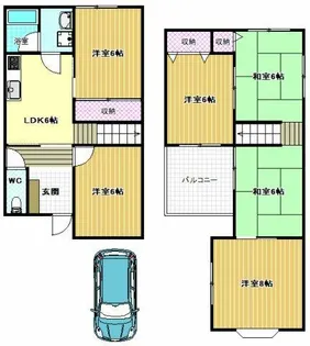 大阪府富田林市東板持町2丁目【一戸建】の間取り