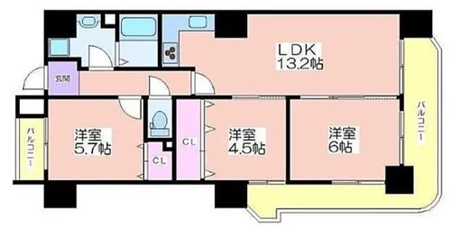 クリアクレセント住之江【2階】の間取り