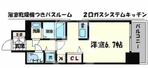 プレサンスタワー難波WEST【3階】の間取り