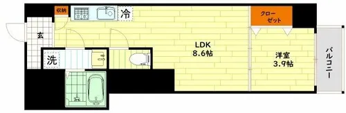 クローバー・グランツ都島【9階】の間取り