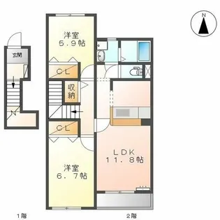 St.Lily S棟【201号室】の間取り
