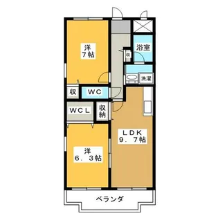 ウィルあじまB棟【2階】の間取り