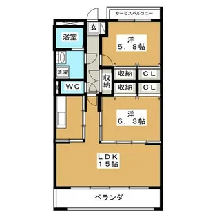 ロフティーきくや【2階】の間取り