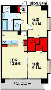 ハイネス若園Ⅱ【11階】の間取り