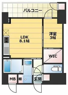 セレニテフラン難波【12階】の間取り