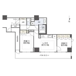 アップルタワー大阪谷町【24階】の間取り