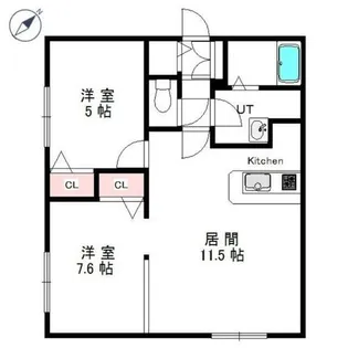 ファインブルーム学園前(旧S-FORT学園前)【1階】の間取り