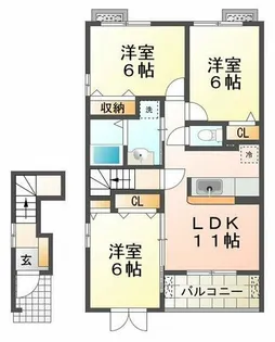 サンリットガーデンハウスN【2階】の間取り