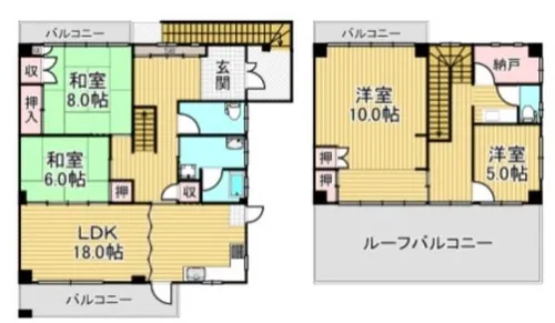 福岡県福岡市南区横手2丁目【一戸建】の間取り