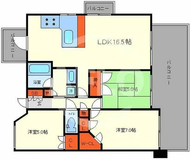 ブリリア北堀江【6階】の間取り