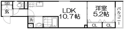 クリエオーレ私市【1階】の間取り
