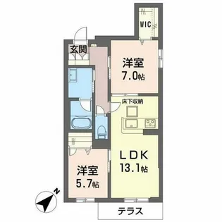 ラ シャンブル クレール【101号室】の間取り