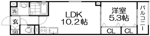 ワンライフ私市【3階】の間取り