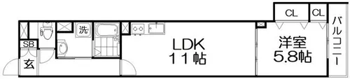 クリエオーレ私市【2階】の間取り