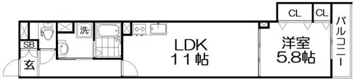 ワンライフ私市【2階】の間取り