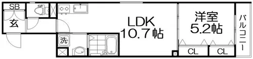 ワンライフ私市【2階】の間取り