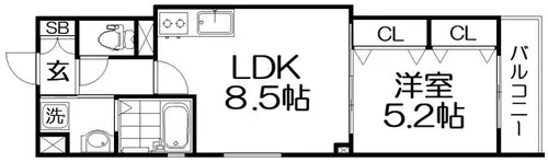 クリエオーレ私市【3階】の間取り