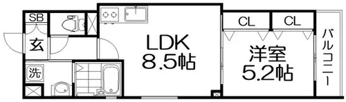 ワンライフ私市【3階】の間取り