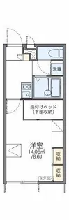 レオパレスレインボー松ヶ丘【107号室】の間取り