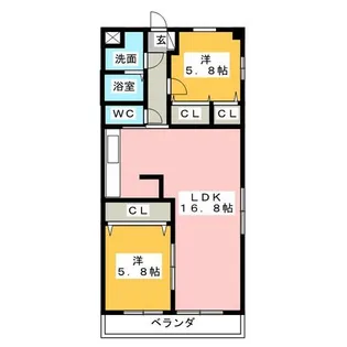 K’S KOUNOMIYA【2階】の間取り