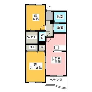 グレイス一ツ木Ⅰ【2階】の間取り