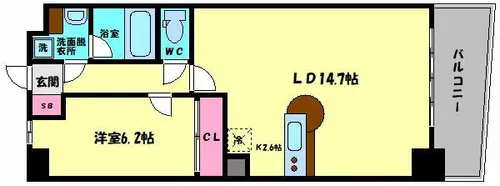 セレッソコート上本町EAST【2階】の間取り