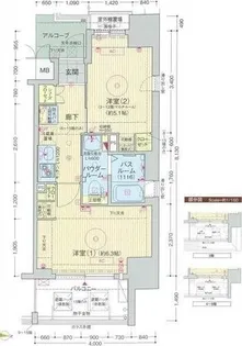エステムプラザ難波EAST II ブレスト【13階】の間取り