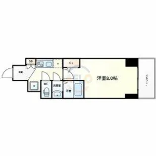 コンフォリア・リヴ谷町九丁目ソルテラス【14階】の間取り