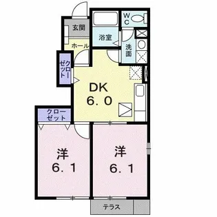 サニーヒルズリヴ【1階】の間取り
