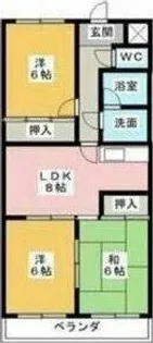 ハイツさんで【1B号室】の間取り