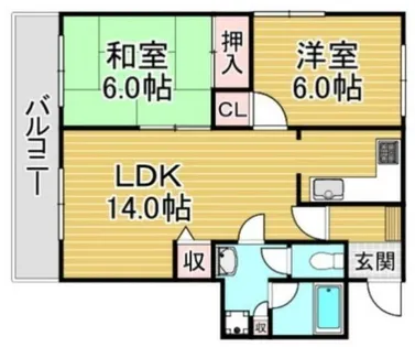 福岡県大野城市瓦田1丁目【マンション】の間取り