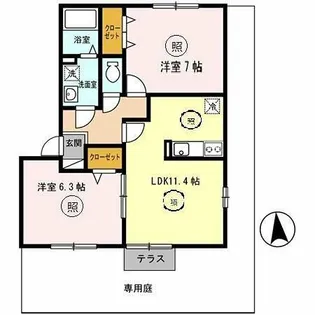 ケイズフレアN【1階】の間取り