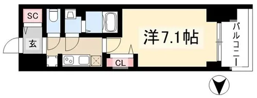 プレサンスNAGOYAファスト【5階】の間取り