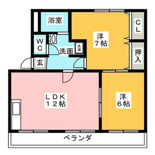 花の木農住団地竹花ハイツ【2階】の間取り