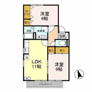 ヴェルドミールⅡ A【2階】の間取り
