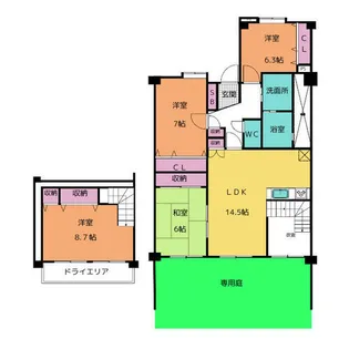 コンセール鳴丘【102号室】の間取り