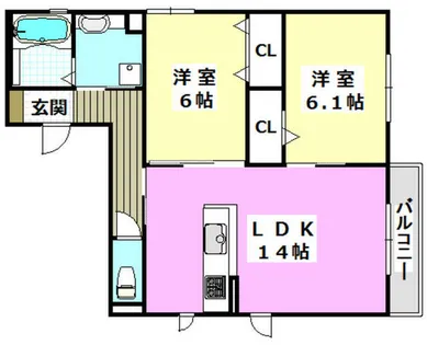 ソフィアコート鳥飼A棟【2階】の間取り