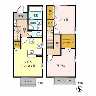 愛知県豊橋市飯村町字南池上【テラスハウス】の間取り