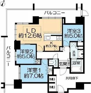 プラウドタワー住吉【3階】の間取り