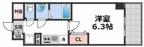 プレサンス四天王寺前夕陽ヶ丘アクティ【5階】の間取り
