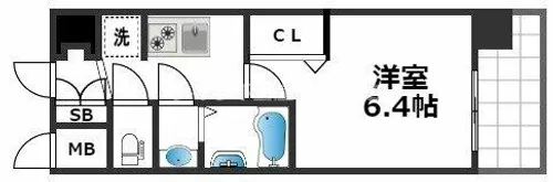 エステムコート四天王寺夕陽丘Ⅱ【9階】の間取り