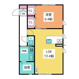 ラ・メール清水ヶ岡【1階】の間取り