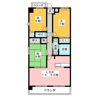 2SLDKの間取り画像