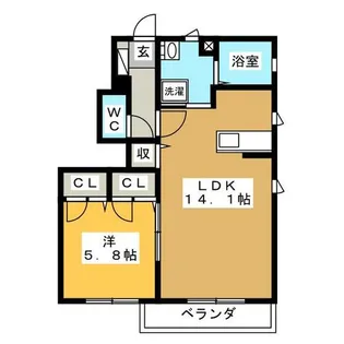 カサ アヅール【1階】の間取り