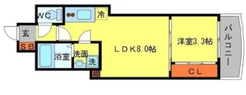 SERENiTE谷町croix【15階】の間取り