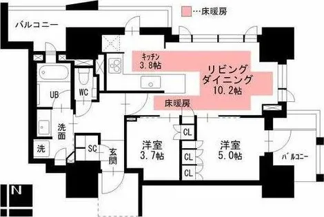 プラウドタワー名駅【7階】の間取り
