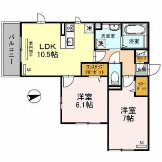 グロリアハイツはびきのB棟【3階】の間取り