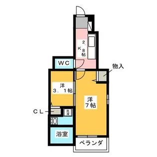 1SKの間取り画像